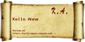 Kello Anna névjegykártya