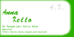 anna kello business card